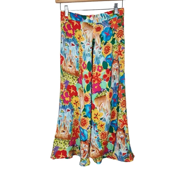 Breeches Vintage 100% Silk Gardengirl Floral Skirt Vibrant Color Women's Size 4 - Picture 5 of 10